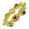 SJ1678 - Cabochon Ruby, Emerald, Blue Sapphire with Diamond Bracelet in 18 Karat Gold