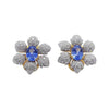 SJ1656 - Blue Sapphire with Diamond Flower Earrings Set in 18 Karat Gold Settings