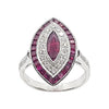 SJ2350 - Marquise Ruby with Diamond Ring Set in 18 Karat White Gold Setting