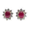 SJ1687 - Cabochon Ruby with Diamond Earrings Set in 18 Karat Gold Settings