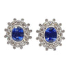 SJ6054 - Blue Sapphire with Diamond Earrings Set in 18 Karat White Gold Settings