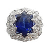 SJ1866 - Blue Sapphire with Diamond Ring Set in 18 Karat White Gold Settings