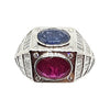 SJ1769 - Ruby, Blue Sapphire with Diamond Ring Set in 18 Karat White Gold Settings
