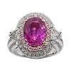 SJ6135 - GIA Certified Unheated 4 Cts Pink Sapphire with Diamond Ring in 18Kt White Gold