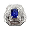 SJ2539 - Blue Sapphire with Diamond Ring Set in Platinum 950 Settings