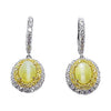 SJ6133 - Cat's Eye Chrysoberyl, Diamond and Yellow Diamond Earrings in 18k White Gold
