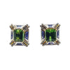 SJ1727 - Green Tourmaline with Blue Sapphire and Brown Diamond Earrings in 18 Karat Gold