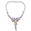 SJ1650 - Sapphires, Ruby, Tsavorite and Diamond Butterfly Necklace in 18k White Gold