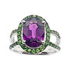SJ1951 - Alamandite Garnet with Tsavorite Ring Set in 18 Karat White Gold Settings