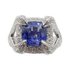 SJ1469 - Blue Sapphire with Diamond Ring Set in 18 Karat White Gold Settings