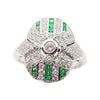 SJ1913 - Diamond with Emerald Ring Set in 18 Karat White Gold Settings