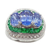 SJ1474 - Blue Sapphire with Emerald and Diamond Ring Set in 18 Karat White Gold Settings