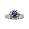 SJ1936 - Blue Sapphire with Diamond Carat Ring Set in 18 Karat White Gold Settings