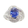 SJ1418 - Blue Sapphire with Diamond Ring Set in 18 Karat White Gold Settings