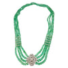SJ1574 - Emerald Beads with Diamond Necklace Set in 18 Karat White Gold Settings