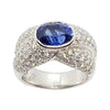 SJ1591 - Blue Sapphire with Diamond Ring Set in 18 Karat White Gold Settings