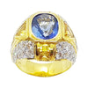 SJ1566 - Blue Sapphire with Yellow Sapphire and Diamond Ring Set in 18 Karat Gold Setting