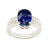 SJ1360 - Blue Sapphire with Diamond Ring Set in 18 Karat White Gold Settings