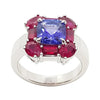 SJ1932 - Tanzanite with Ruby Ring Set in 18 Karat White Gold Settings