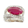 SJ1439 - Ruby with Diamond Ring Set in 18 Karat White Gold Settings