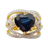SJ1497 - Heart Shape Blue Sapphire with Diamond Ring Set in 18k Gold Settings