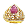 SJ1979 - Pear Shape Ruby with Diamond Ring Set in 18 Karat Rose Gold Settings