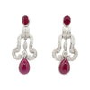 SJ6111 - Cabochon Ruby, Ruby with Diamond Earrings Set in 18 Karat White Gold Settings