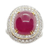 SJ1513 - Cabochon Ruby with Diamond Ring Set in 18 Karat White Gold Settings