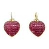 SJ1466 - Ruby with Diamond Heart Earrings Set in 18 Karat Gold Settings