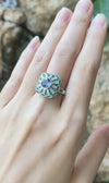 SJ1167 - Blue Sapphire with Emerald and Diamond Ring Set in 18 Karat White Gold Settings
