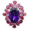 SJ6015 - Amethyst with Ruby Ring Set in 18 Karat White Gold Settings