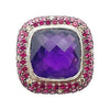 SJ1986 - Amethyst with Ruby and Brown Diamond Ring Set in 18 Karat White Gold Settings