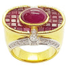 SJ1480 - Cabochon Ruby with Ruby and Diamond Ring Set in 18 Karat Gold Settings