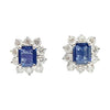 SJ1600 - Blue Sapphire with Diamond Earrings Set in 18 Karat White Gold Settings