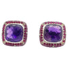 SJ1349 - Amethyst with Ruby and Brown Diamond Earrings Set in 18 Karat White Gold Setting