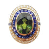 SJ1566 - Green Sapphire with Blue Sapphire and Diamond Ring Set in 18 Karat Rose Gold