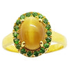 SJ1950 - Tiger's Eye with Tsavorite Ring Set in 18 Karat Gold Settings