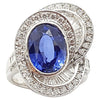 SJ1579 - Blue Sapphire with Diamond Ring Set in Platinum 950 Settings