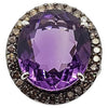 SJ1466 - Amethyst with Brown Diamond Ring Set in 18 Karat White Gold Settings