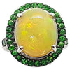 SJ1352 - Opal 3.84 Carats with Tsavorite 0.96 Carat Ring Set in 18 Karat White Gold Setti
