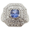 SJ1553 - Blue Sapphire with Diamond Ring Set in 18 Karat White Gold Settings