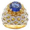 SJ1606 - Blue Sapphire, Yellow Sapphire, Yellow Diamond and Diamond Ring in 18 Karat Gold