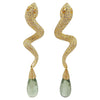 SJ1586 - Brown Diamond with Green Amethyst Snake Earrings Set in 18 Karat Gold Settings
