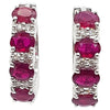 SJ1706 - Ruby with Diamond Hoop Earrings Set in 18 Karat White Gold Settings