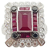 SJ2808 - Ruby with Diamond and Black Diamond Ring Set in 18 Karat White Gold Settings