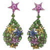 SJ1589 - Multi-Color Sapphire with Tsavorite Star Earrings Set in 18 Karat White Gold