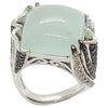 SJ2785 - Aquamarine, Black Diamond and Diamond Ring Set in 18 Karat White Gold Settings