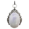 JP0084P - Lavender Jade with Black & White Diamond Pendant / Brooch Set in 18K White Gold Setting