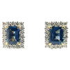 SJ2805 - Emerald Cut Blue Sapphire with Diamond Earrings Set in 18 Karat Gold Settings