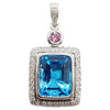 SJ2805 - Blue Topaz with Pink Tourmaline and Diamond Pendant Set in 18 Karat White Gold